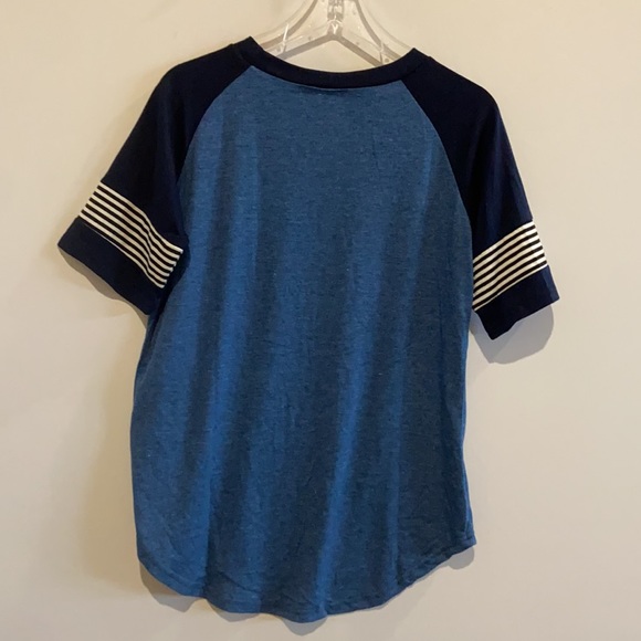 NWT  Women's Color Block Round Neck Tops Casual Short Sleeve Stripe Shirt - Picture 7 of 8